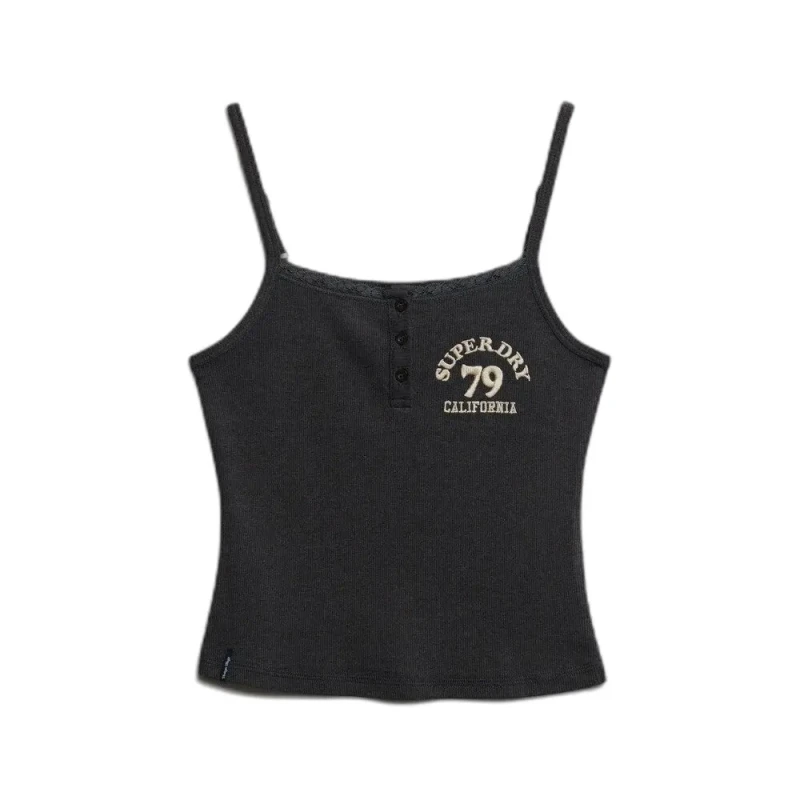 Image of Superdry Embroidered Button Tank Top For Her Superdry Athletics Essentials Gris Female M