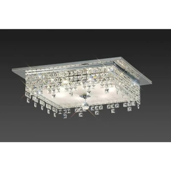 Image of Ceiling lamp Esta square 6 bulbs polished chrome / glass / crystal