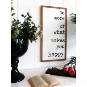 Image of More Happy Brown White Decorative Wooden Wall Accessory