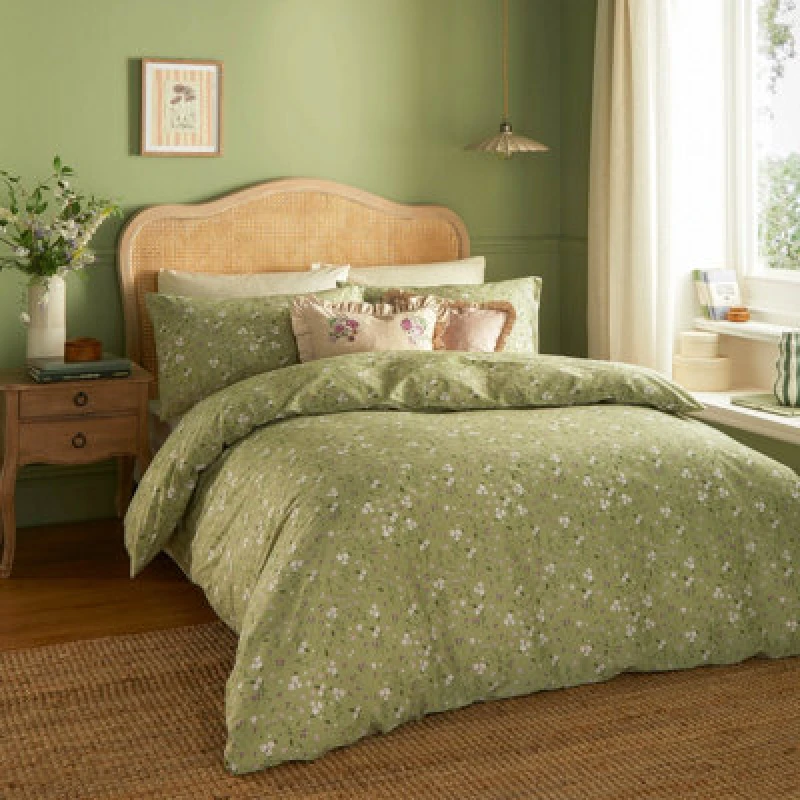 Image of Wylder Bronte Floral Duvet Set, Double, Green