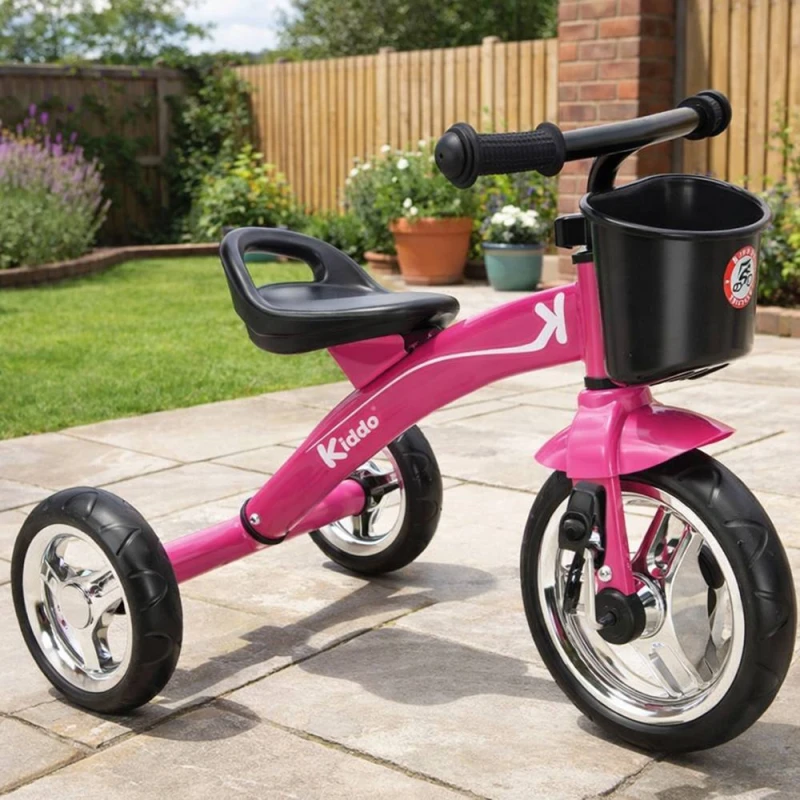 Image of Kiddo Trike 3 Wheel Ride On Tricycle with Basket in Pink Size: 1 Pack Pink Unisex 1 Pack