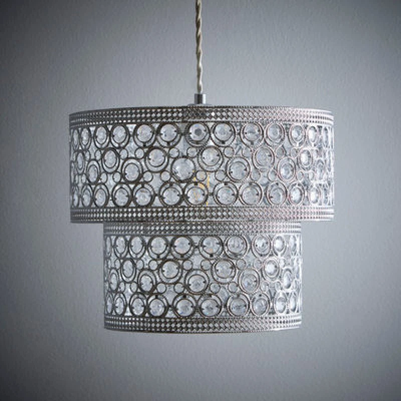 Image of K Living Hazel Chrome And Clear Acrylic Beads Light Pendant