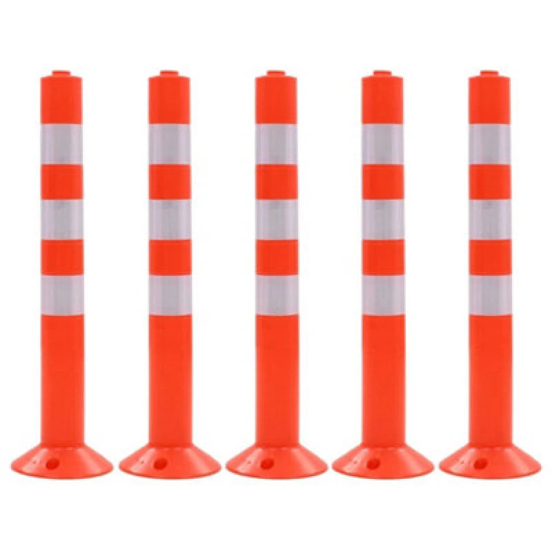 Image of Vidaxl Traffic Control Bollards 5 Pcs Plastic 75cm Bollard Posts
