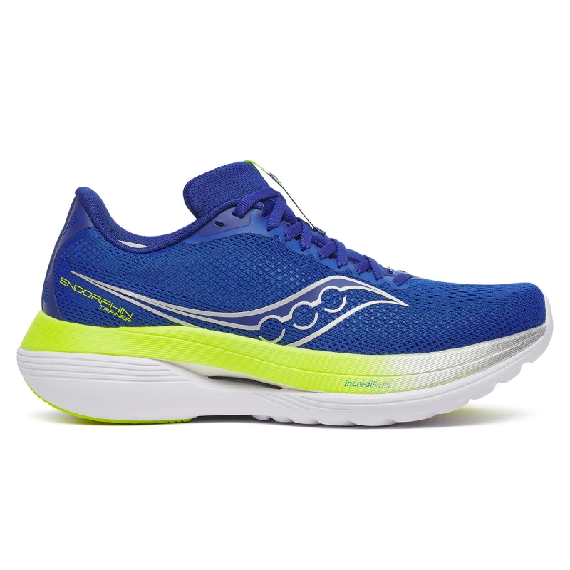 Image of Saucony Endorphin Trainer Shoes Blue Yellow AW25, Size 46,5 - EUR