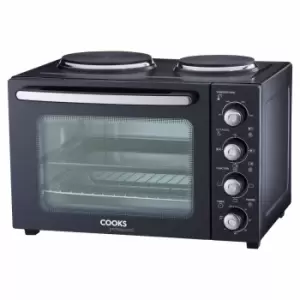 Image of Cooks Professional G4742 34-litre Mini Oven With Two Hot Plates - Silver