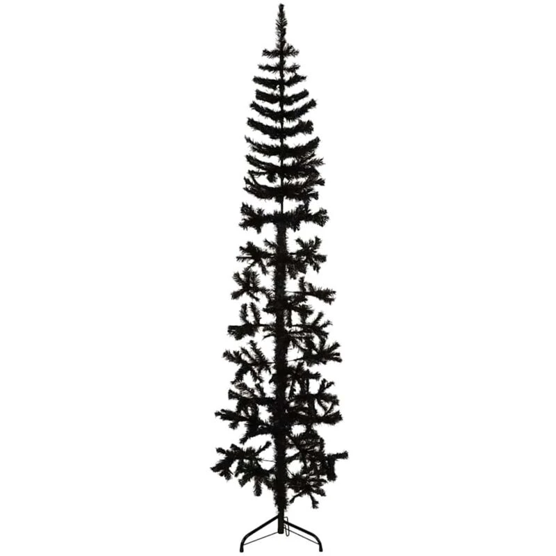 Image of VIDAXL Slim Artificial Half Christmas Tree with Stand Black 210cm Vidaxl 8720287000808