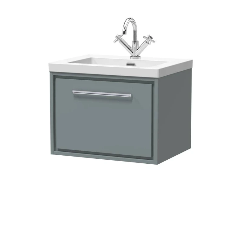 Image of Balterley Bathroom 1 Soft-Close Drawer Wall Hung Fireclay Basin, Grey, 600mm in Grey Grey Unisex