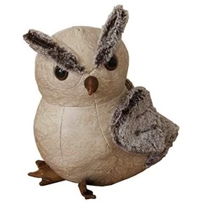 Image of HESTIA? Faux Leather Door Stop - Beige Owl