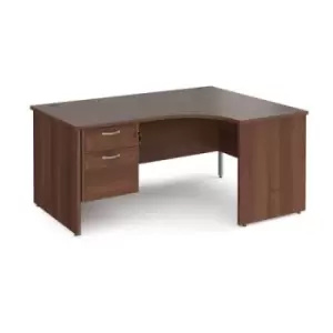 Image of Office Desk Right Hand Corner Desk 1600mm With Pedestal Walnut Top And Panel End Leg 1200mm Depth Maestro 25 MP16ERP2W