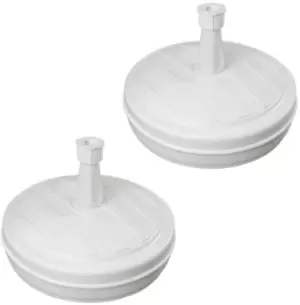 Image of Pack Of 2 13kg / 13 Litre Capacity Water Filled Garden Parasol / Umbrella Base in White