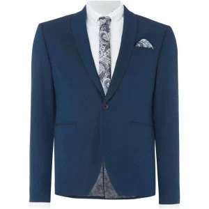 Image of Label Lab Stayton Skinny Fit Shawl Lapel Crepe Suit Jacket - Teal
