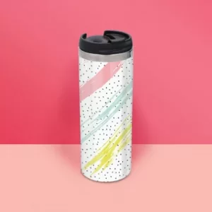Image of Colour Strike And Polka Pattern Stainless Steel Travel Mug