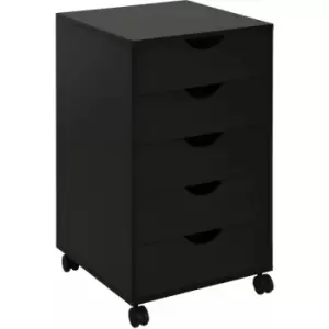 Image of HOMCOM Mobile Vertical Filing Cabinet with 5 Drawers for Home Office, Black - Black