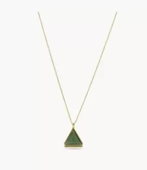 Image of Fossil Women Val Joyful Expression Green Aventurine 14K Gold Plated Brass Pendant Necklace