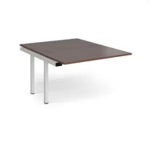 Image of Bench Desk Add On 2 Person Rectangular Desks 1200mm Walnut Tops With White Frames 1600mm Depth Connex