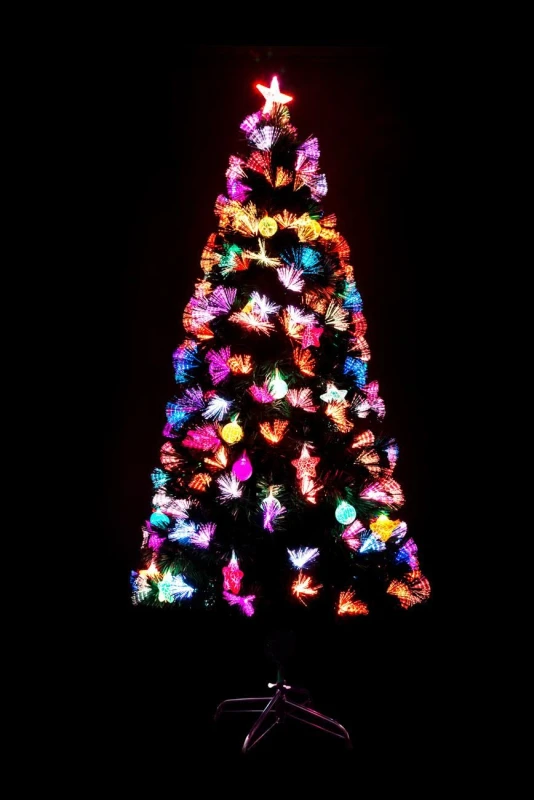 Image of Shatchi 2ft/60cm Pastel Stars and Baubles Fibre Optic Christmas Tree LED Pre-Lit Green