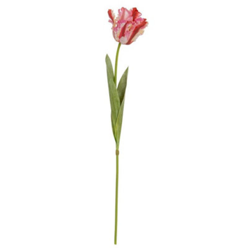 Image of Hill Interiors Multi Pink Parrot Tulip Artificial Flower - Plastic - H69cm - Green