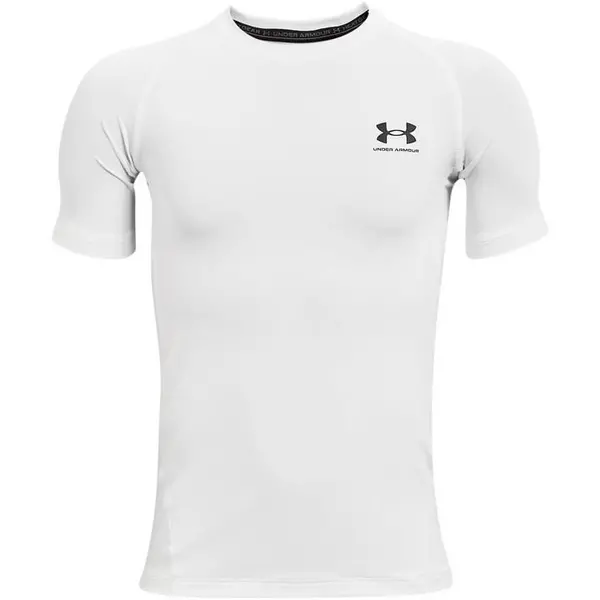 Image of Under Armour Heat Gear Armour Short Sleeve T Shirt Junior Boys Baselayer Tops 7 - 8 Years (S) Black 42726703175