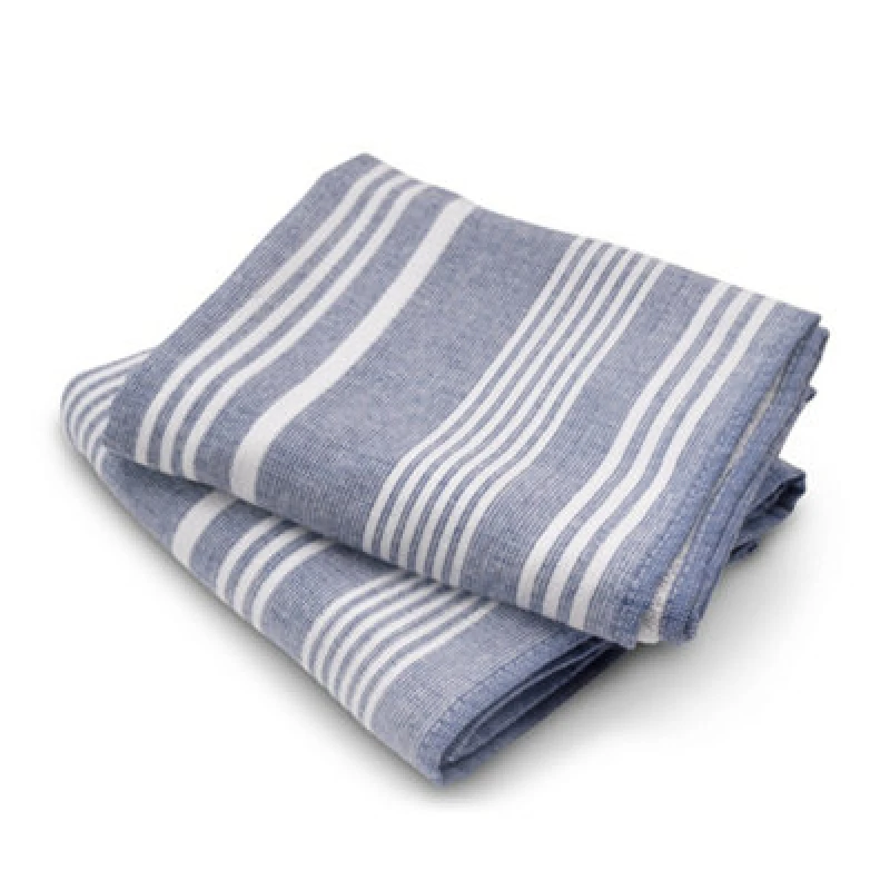 Image of Cuisinart Blue 2 Pack 'Fouta' Stripe Print Professional Antimicrobial Tea Towel Blue