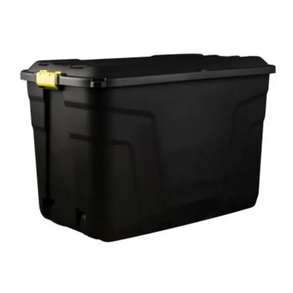 Image of Plastic Storage Box 2 Wheels 190 Litres Extra Large - Black Heavy Duty by Strata