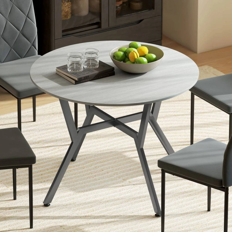 Image of HOMCOM Small Kitchen Table with Black Steel Legs, Dining Table in Grey Grey Unisex