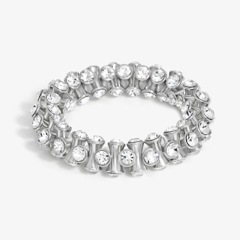 Image of Mood Rhodium Crystal Tube Shaker Bracelet Jewellery Sets One Size Silver 72240511000