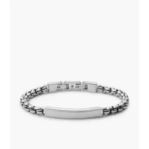 Image of Fossil Mens Vintage Casual Stainless Steel Id Bracelet - Silver