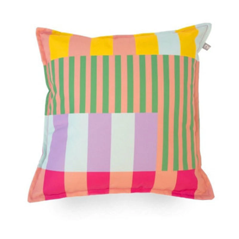 Image of rucomfy Beanbags Rucomfy Indoor Or Outdoor Water Resistant Cushion - 45X45Cm Printed Block Design Scatter Pillow