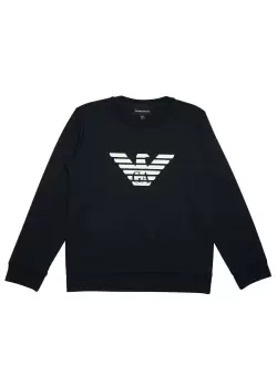 Image of Emporio Armani Kids Classic Baby Sweatshirt In Navy Eagle