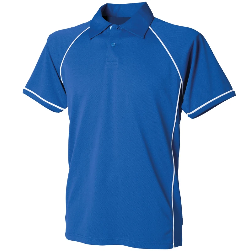 Image of Finden & Hales Piped Performance Sports Polo Shirt in Bright Blue Size: 11-12 Years Bright Blue Unisex 11-12 Years