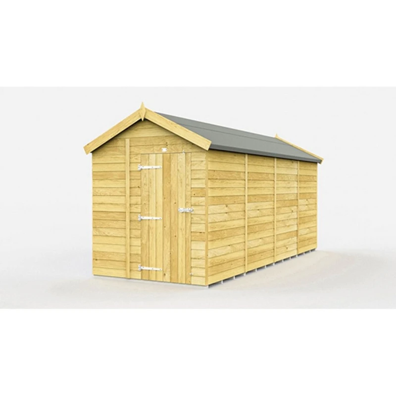 Image of Buttercup Farm 6 x 15 Feet Apex Shed - Single Door W/O Window - L454 x W175 x H217cm in Brown Brown Unisex