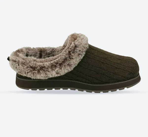 Image of Skechers Womens/Ladies Keepsakes - Ice Angel Fluffy Trim Mule Slippers UK Size 5 (EU 38, US 8) Chocolate SKE502-CHOC-5