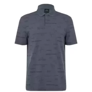 Image of Armani Exchange AOP Polo - Blue