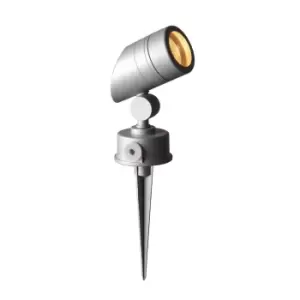Image of Robus CORK 50W GU10 Garden Spike c/w Adjustable Sloped Head IP65 Satin Silver - R5088S-15