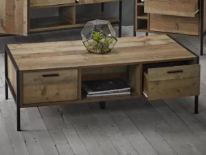 Image of LPD Hoxton Rustic Coffee 4 Drawer Coffee Table Flat Packed