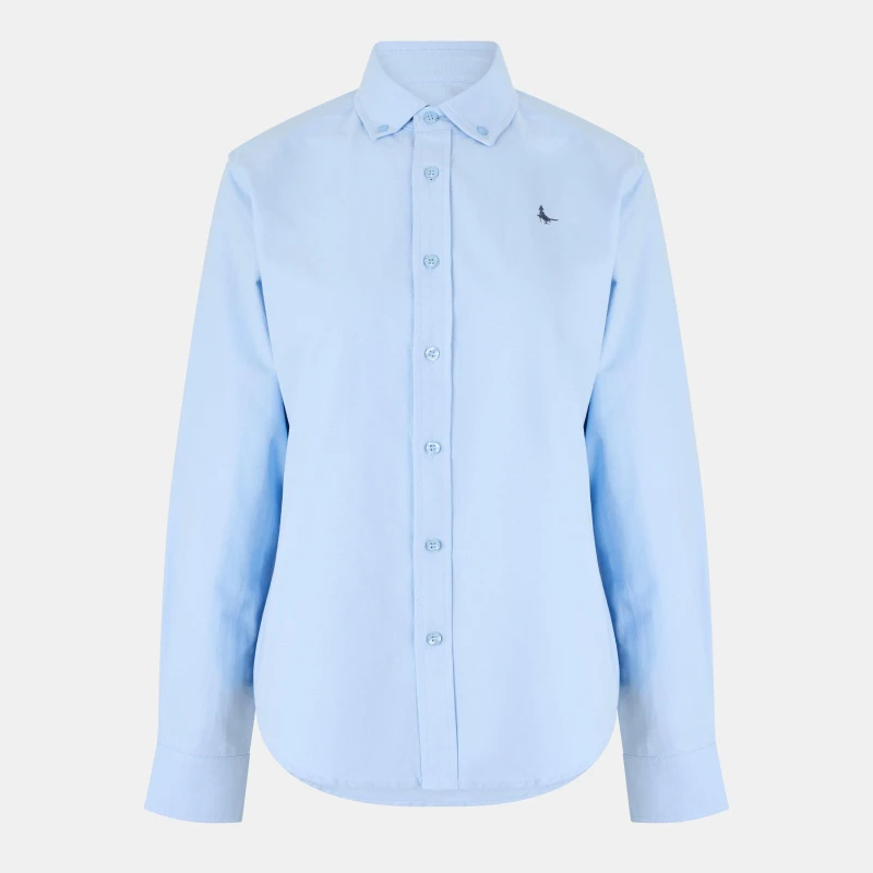 Image of Jack Wills Womens Classic Twill Long Sleeve Plain Shirt Brunerra Blue female 8 (XS)