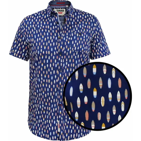 Image of D555 by Duke Duke Mens Big Size D555 Surf Board Print Button Down Coll