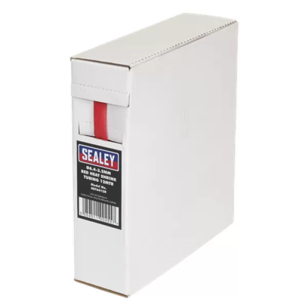 Image of Genuine SEALEY HST6412R Heat Shrink Tubing Red Ø6.4-3.2mm 12mtr