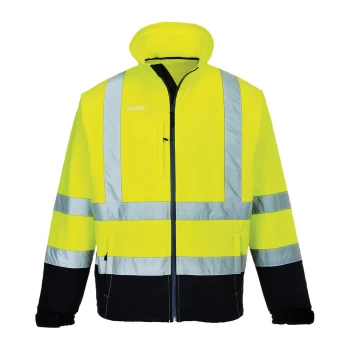 Image of Portwest Fleece Lined Class 3 Hi Vis Jacket Yellow / Navy M