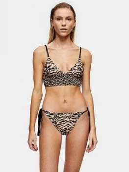 Image of Topshop Reversible Animal Print Tie Side Bikini Briefs - Tan, Size 12, Women