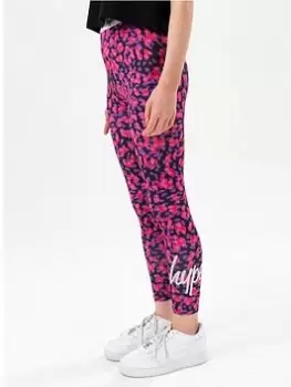 Image of Hype Girls Purple Neon Cheetah Foil Script Legging, Purple, Size Age: 3-4 Years, Women