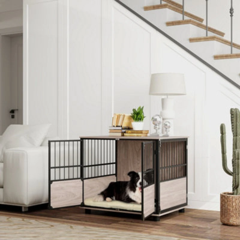 Image of PawHut Pawhut - Dog Crate Furniture Dog Cage End Table Indoor w/ Doors, Cushion m 5056725562373