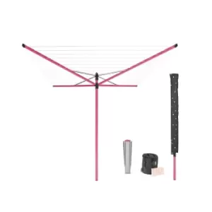 Image of Brabantia Lift-O-Matic 50m Rotary Dryer with Ground Spike & Accessories - Spring Pink