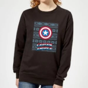 Image of Marvel Captain America Womens Christmas Sweatshirt - Black