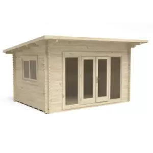 Image of Forest Melbury 4.0m x 3.0m Log Cabin Single Glazed 24kg Polyester Felt, Plus Underlay