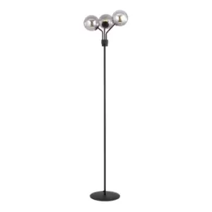 Image of Emibig Nova Black Globe Multi Arm Floor Lamp with Graphite Glass Shades, 3x E14