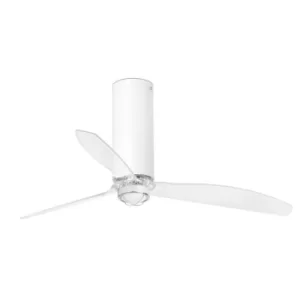 Image of Tube LED Matt White, Transparent Ceiling Fan with DC Motor, 3000K