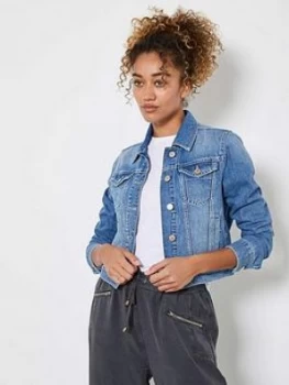 Image of Mint Velvet Frayed Edge Denim Western Jacket - Washed Indigo