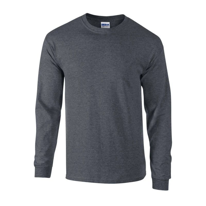 Image of Gildan Mens Ultra Cotton Jersey Knit Long-Sleeved T-Shirt in Grey Size: Small Grey Male S
