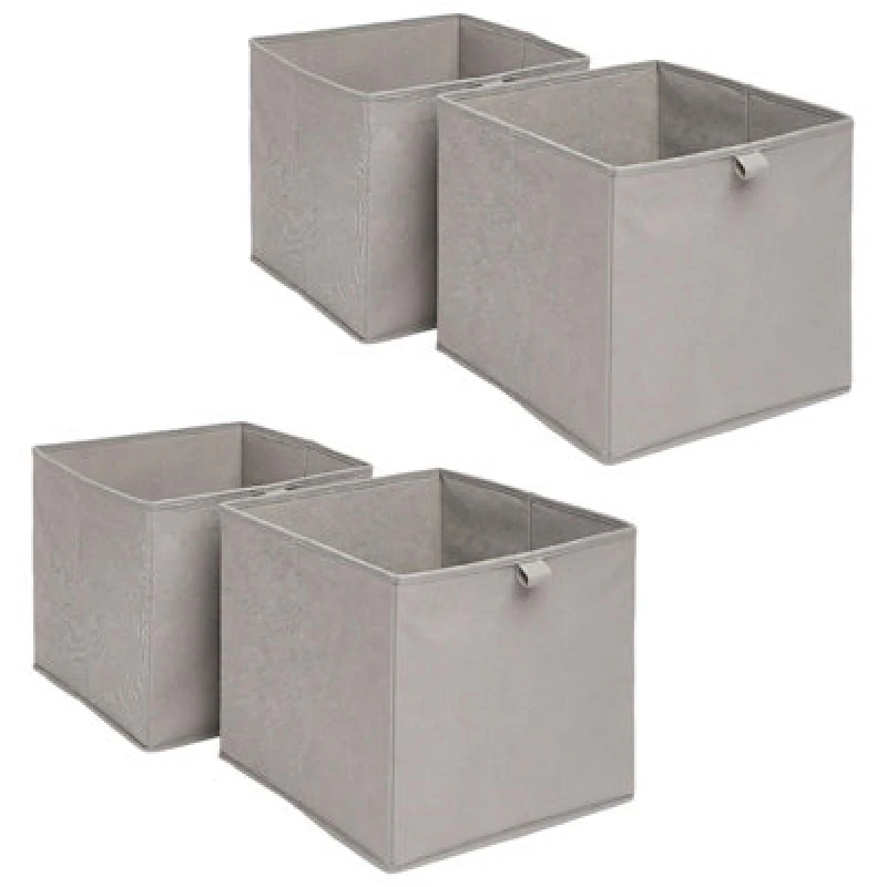 Image of OHS OHS Pack of 4 Plain Folding Storage Boxes in Grey Grey One Size Unisex 5027434150908